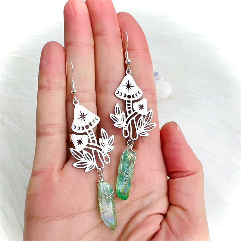Women's Fashion Temperament Mushroom Shape Crystal Hanging Earrings 1 c803ab10 1053 44ed 9e49 00dd107eafda Women's Fashion Temperament Mushroom Shape Crystal Hanging Earrings