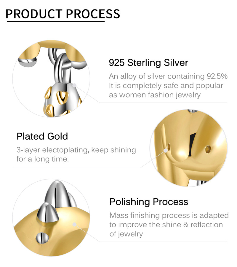 c961ae80 b542 40d8 bea6 06ee4f1ef57e Stegosaurus Dinosaur S925 Sterling Silver Gold Plated Beaded Women's Bracelet Necklace Diy Accessories