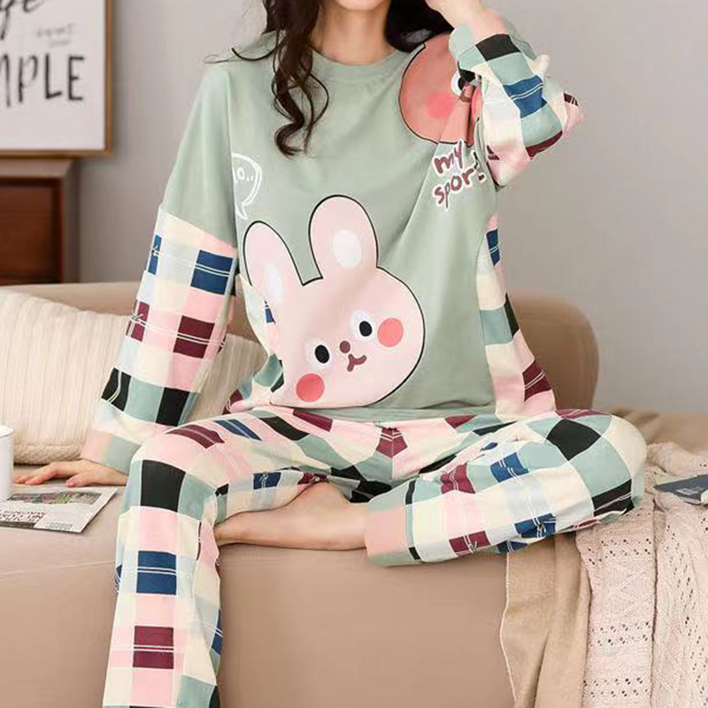 Pajamas Set Women Cute Cartoon Print Sleepwear 2 Piece Lounge Sets