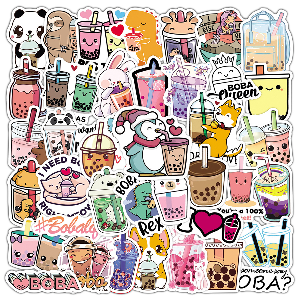 animal cute Boba Stickers Bubble Tea Stickers pack