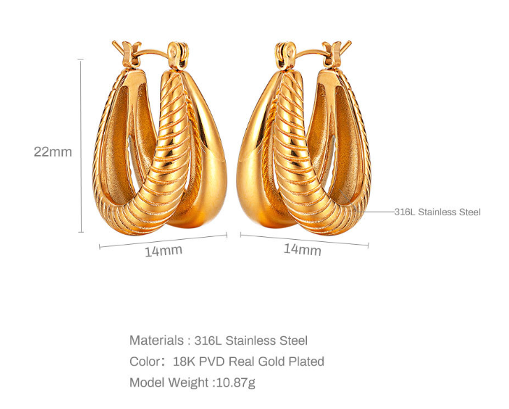 cc562a81 0104 4247 97eb d7b899a2cb47 Stainless Steel 18K Gold Geometric Double Layer Earrings