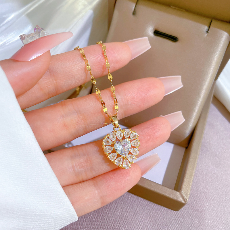 Affordable Luxury Style Elegant Heart Full Diamond Real Gold Plated Necklace 1 cd099025 045b 4341 9e45 efd16cec8b8c Affordable Luxury Style Elegant Heart Full Diamond Real Gold Plated Necklace