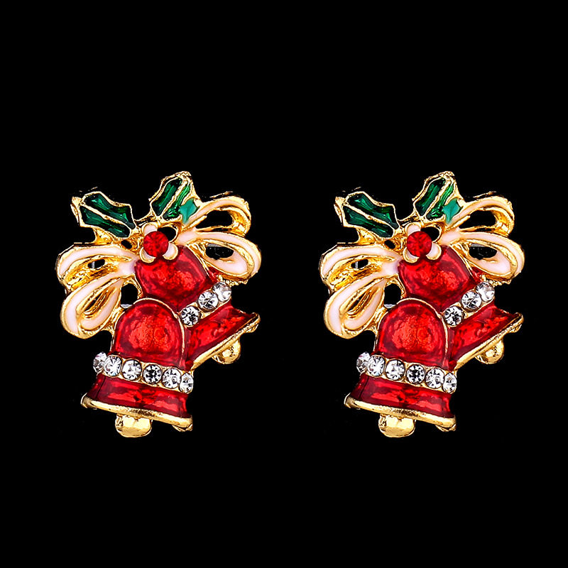 cda95948 f5fd 4d4f 8748 dfd24ace62f3 Christmas Gift Dripping Oil Bow Bell Earrings