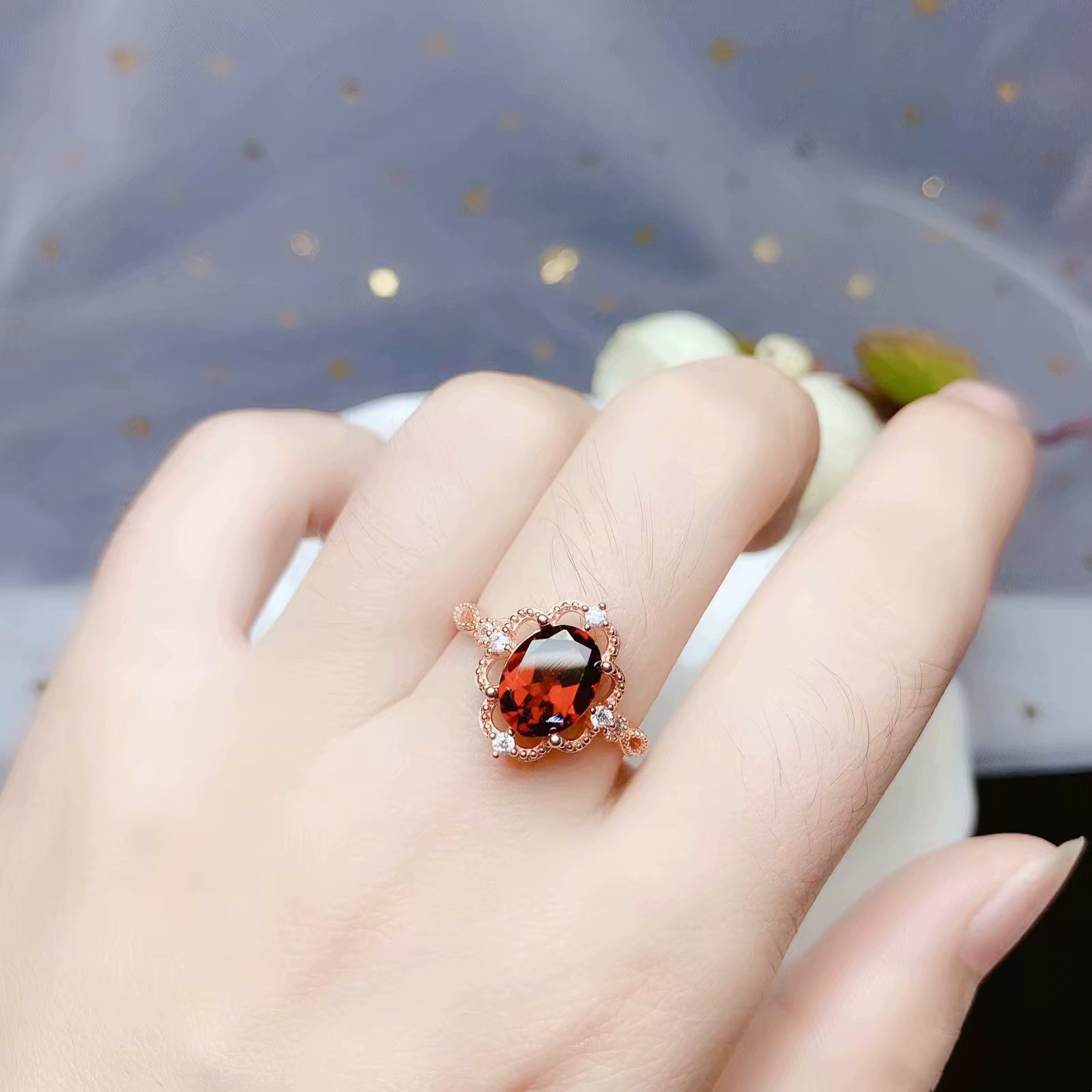 cdae6ecf c799 4965 8469 60a0f92010f1 Ring Empty Setting Silver Plated 18K Gold Inlaid Oval Emerald Fancy Emerald