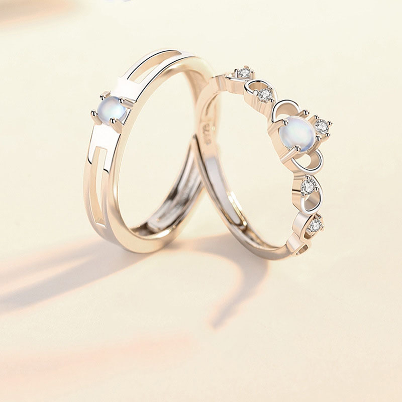 ce4d7e1a 0d86 4351 a751 567cf623dd9a Men And Women Trend Personality Moonstone Crown Couple Ring