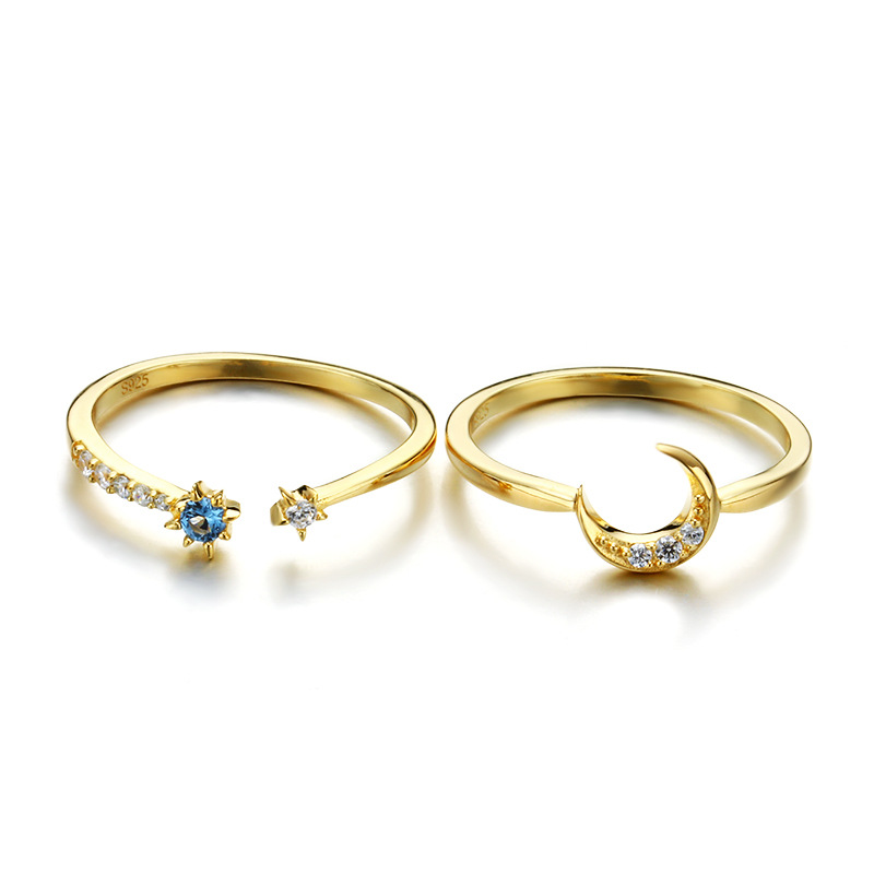cf42dcd7 cffa 423d 9fed 498b7f4476e6 S925 silver zircon star and moon set ring