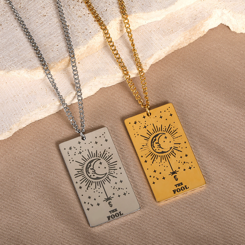 cf9e592e 160e 4909 8390 e01fca6b5c19 18k Yellow Gold Stainless Steel Tarot Pattern Necklace