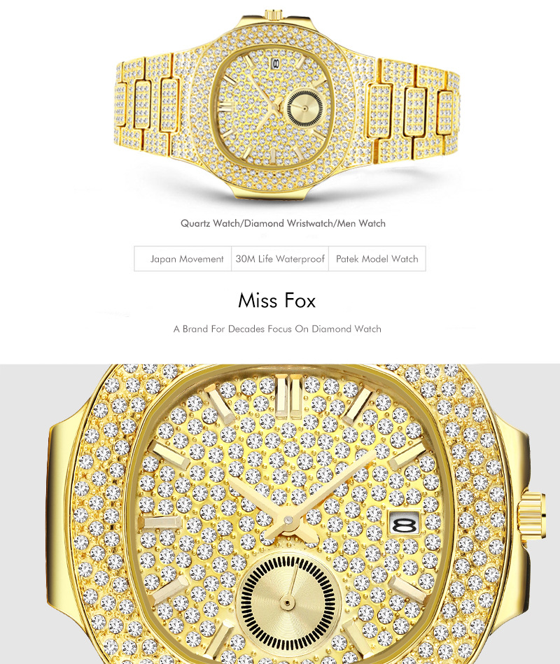 cfb929b9 b71f 4ba3 9d44 cdfd15060c19 Hip Hop Full Diamond Dial High-end Gold Full Diamond Men's Quartz Watch