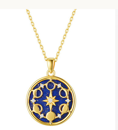 d19754d2 3256 4ad3 a21c d912c602a890 18K Gold Plated Silver Lapis Star Moon Necklace