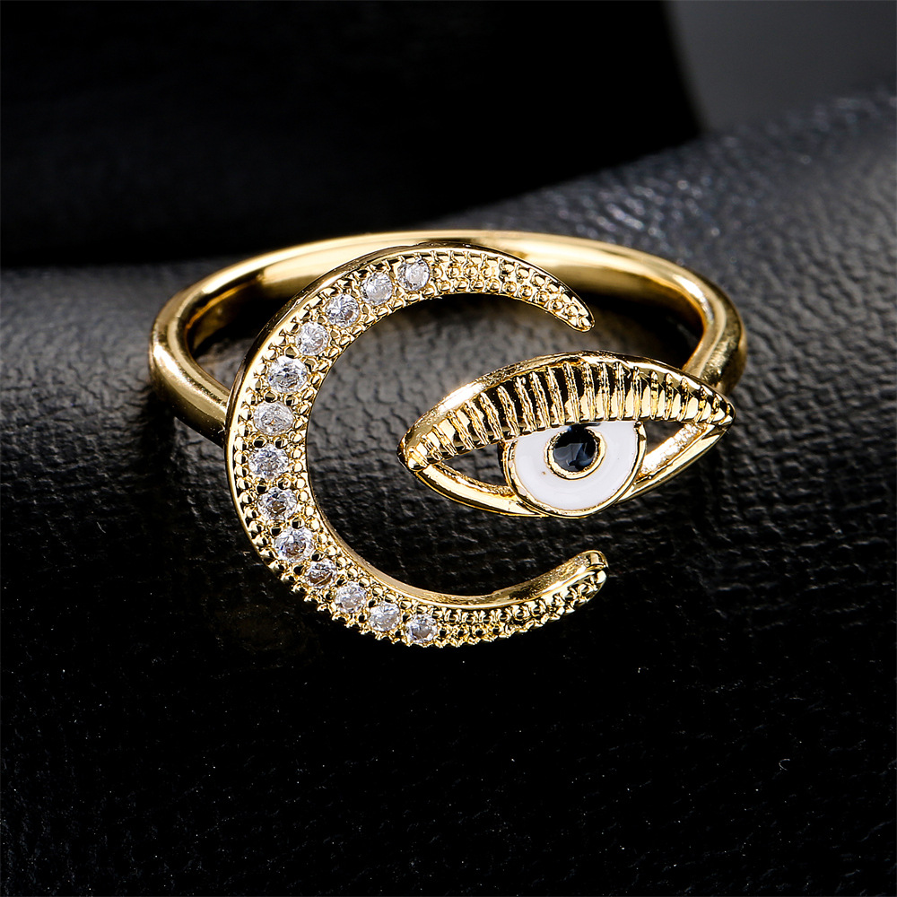 d1c5c2ed b3f0 4729 9918 55b2073eeb23 Hot New Copper Plated Gold Dripping Eyes Moon Zircon Ring