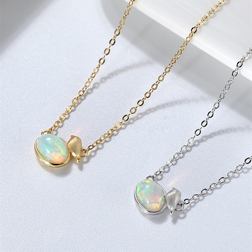 Sterling Silver Necklace Natural Opal Stones 14K Gold 2 d22e72d2 5f42 4ac8 a414 d819a0807a09 Sterling Silver Necklace Natural Opal Stones 14K Gold