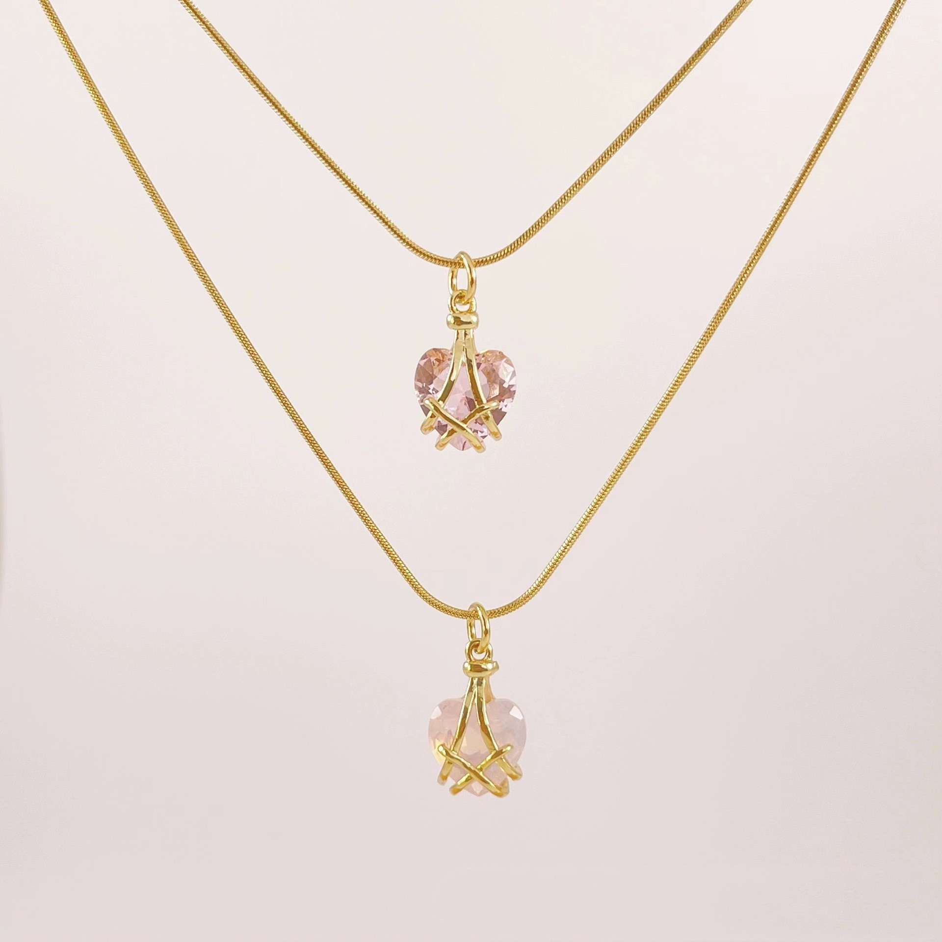 d28d5728 7949 4155 9d81 39964853fb99 18k Gold Plated Titanium Heart Crystal Pendant Necklace