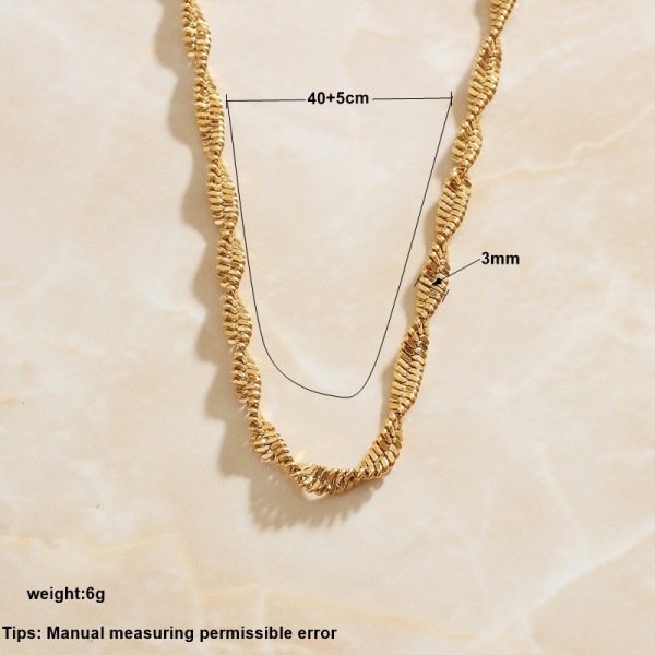 d3016357 c943 471c 8396 8c8f2b399902 Simple Necklace 18K Gold High Density 3mm Twisted Clavicle Water Wave Chain