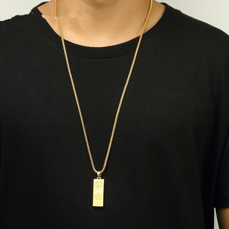 d49a5875 2d41 4142 b998 4a1d13fd6a9f Gold Bar Hip Hop Necklace Pendant