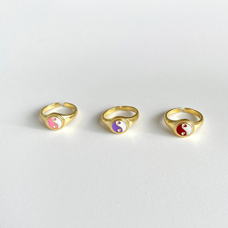 d4ed3436 101c 42bc 9266 6d4ad20264c2 Retro Golden Opening Epoxy Fashion Personality Stacking Love Ring