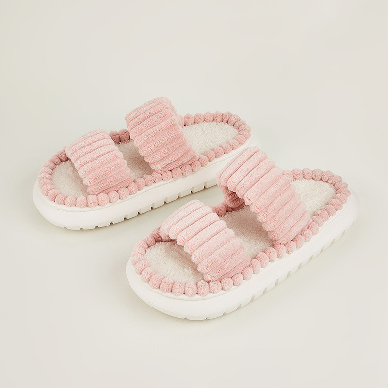 "Chic Minimalist Stripe Fuzzy Slipper – the best house shoes for women at our store!"