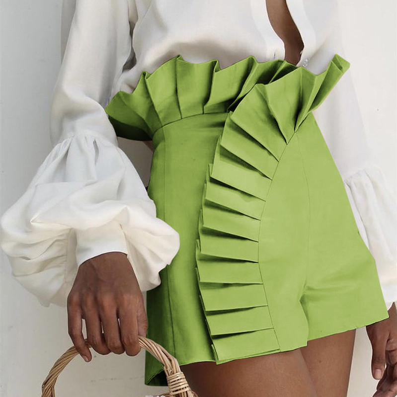 Fashion-Forward Solid Color Shorts Statement Ruffles 