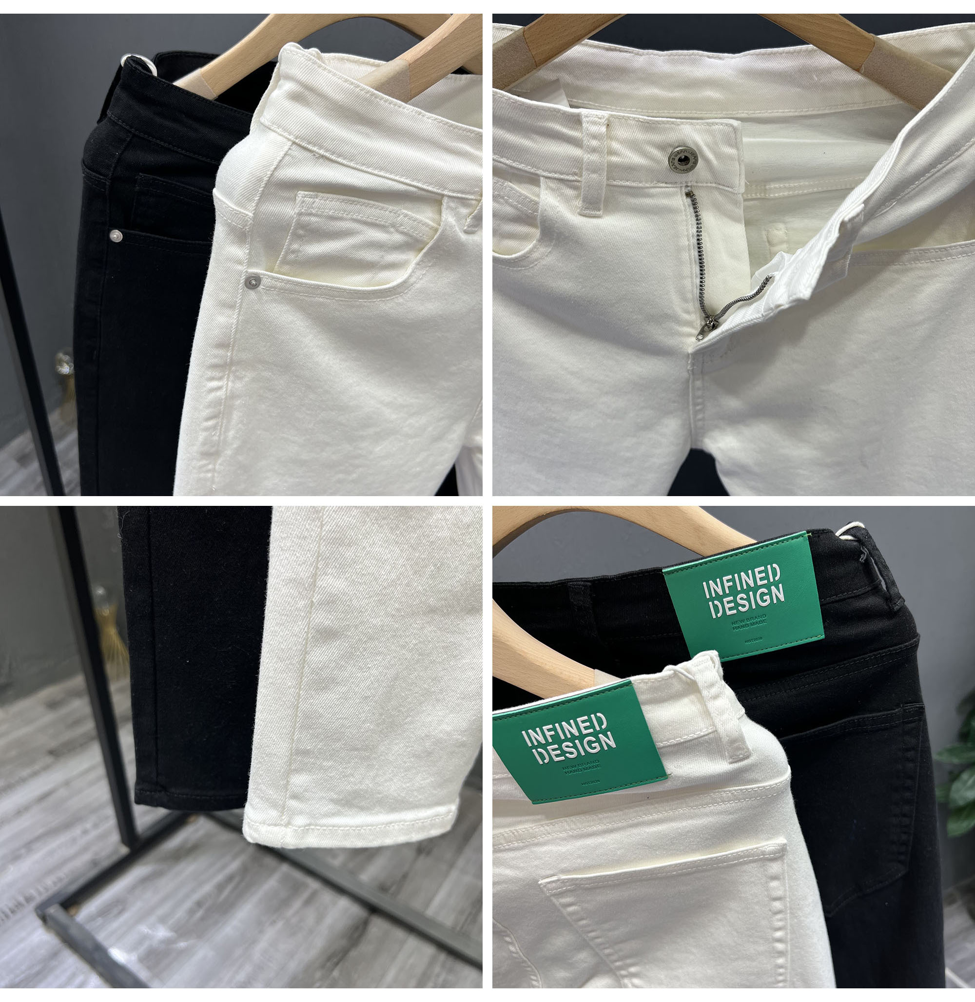 4 pictures of White Jeans and Black Jeans