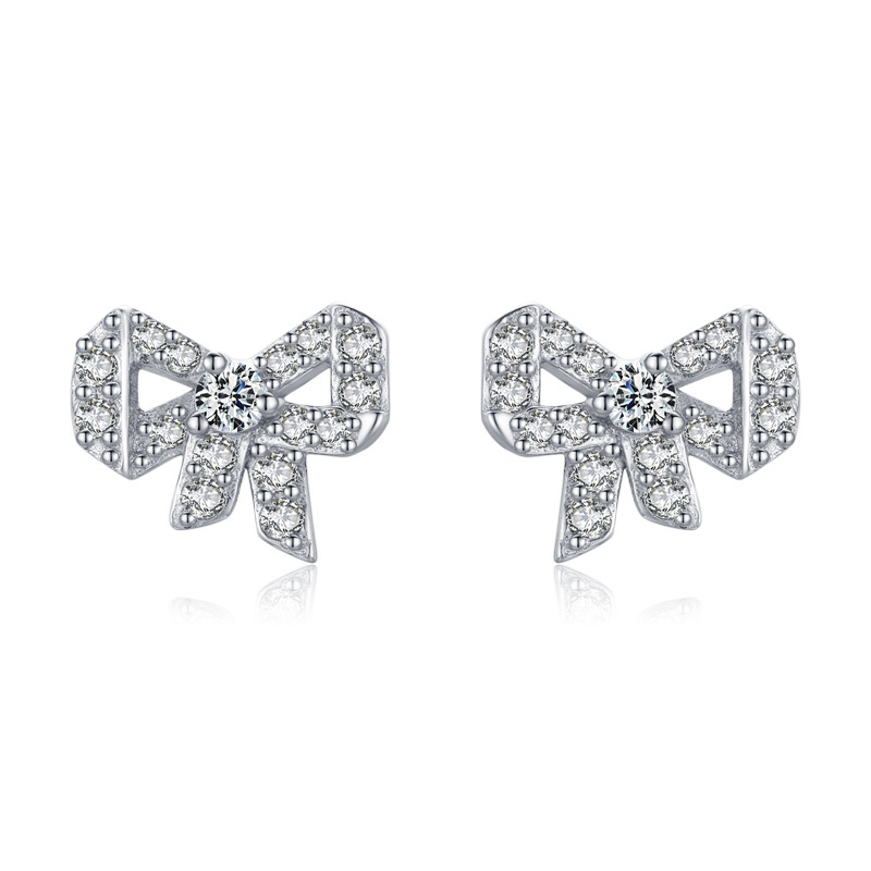 da39e69c 011b 48f1 bb00 ae3148ab303b S925 Silver Diamond Bow Stud Earrings