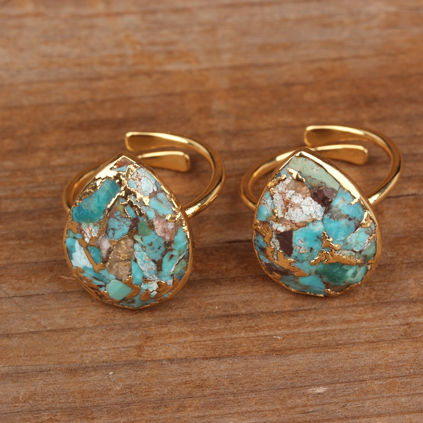 Natural Gold Thread Turquoise Drop Ring 3 db603799 ffe8 4f26 854d 25923c6b4572 Natural Gold Thread Turquoise Drop Ring