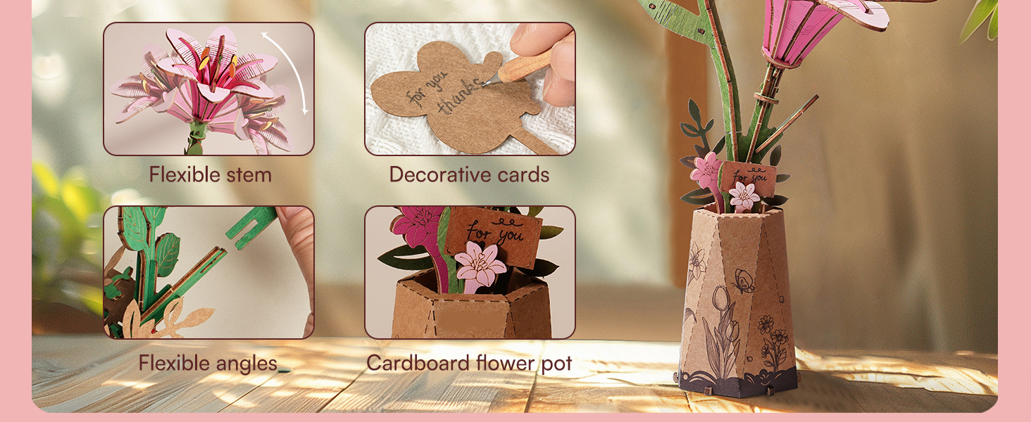 flowers 3d wooden puzzle