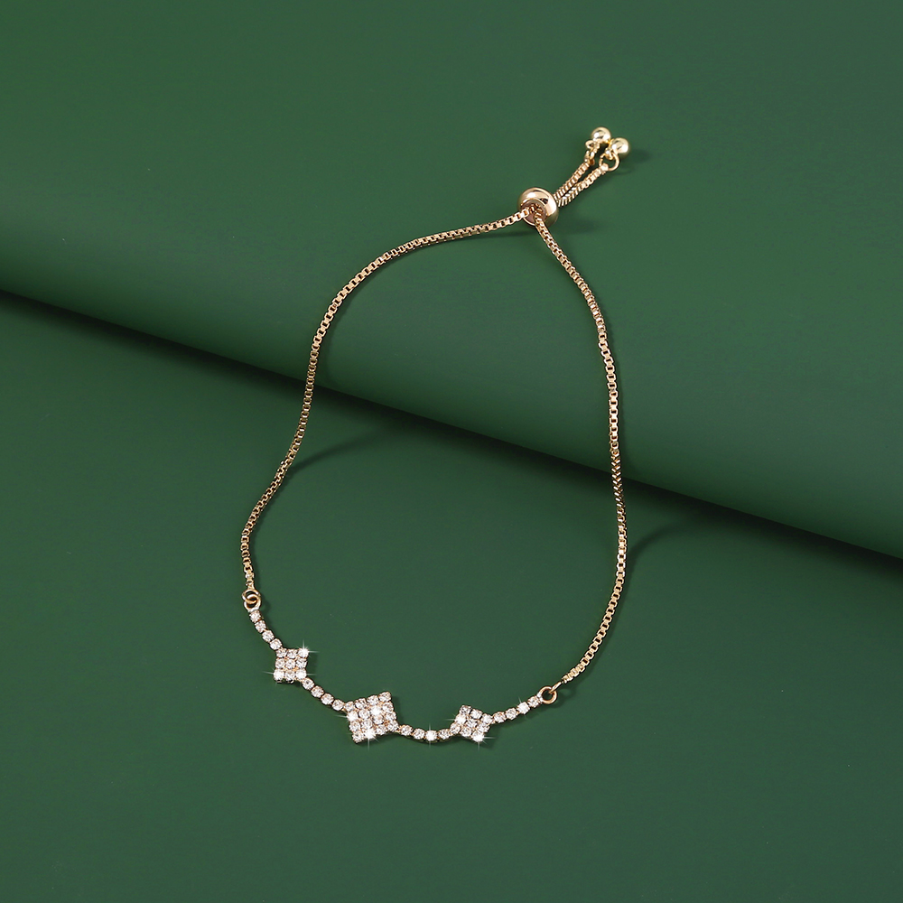 dee87aa1 b479 45cb b833 fd60a6bebd02 Brass Gold Plated Square Micropaved Zircon Pendant Shrink Brass Bead Bracelet