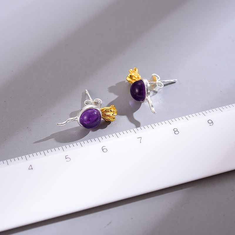 Radish Amethyst Sterling Silver S925 Women's Stud Earrings 4 df04fe30 b87f 4916 b24b 61c3b45e90b3 Radish Amethyst Sterling Silver S925 Women's Stud Earrings
