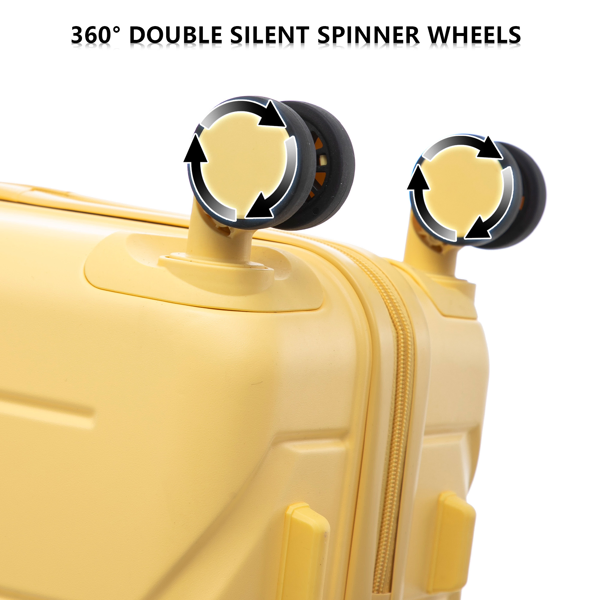 3 in 1 ABS&PC Trolley Box 20in 24in 28in Trolley Box Iron Tie Rod ABSPC Alloy Wine Yellow-20