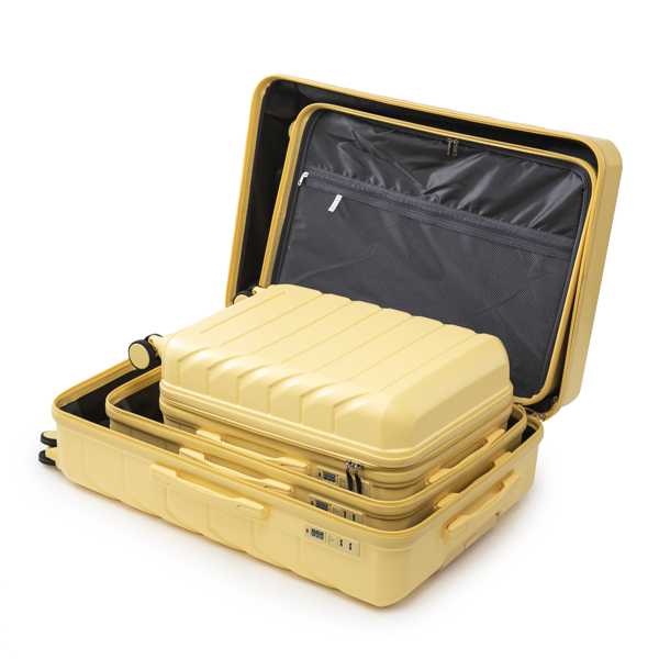 3 in 1 ABS&PC Trolley Box 20in 24in 28in Trolley Box Iron Tie Rod ABSPC Alloy Wine Yellow-21
