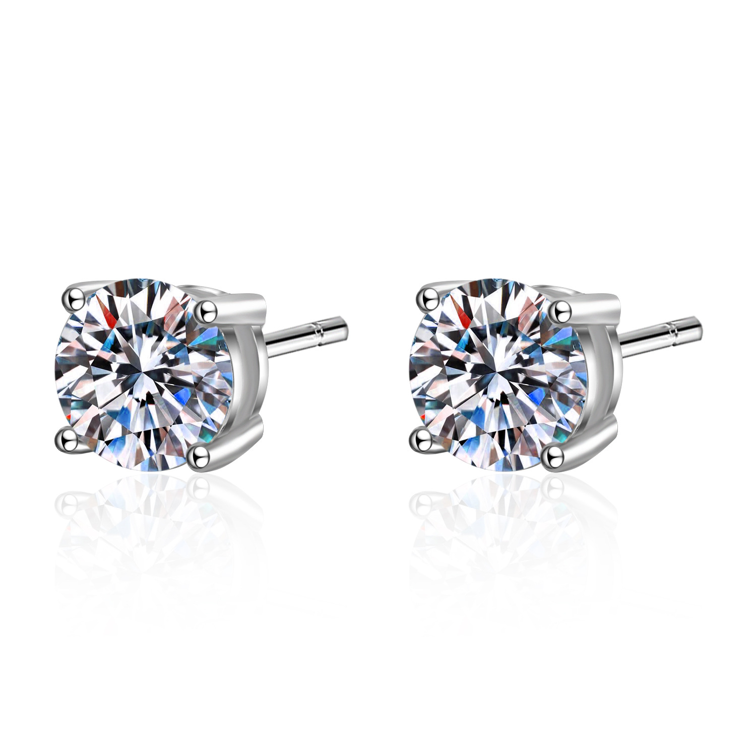 e05deda3 a488 4052 a191 4cf652c84fdf S925 Sterling Silver Four Prong Moissan Diamond Earrings