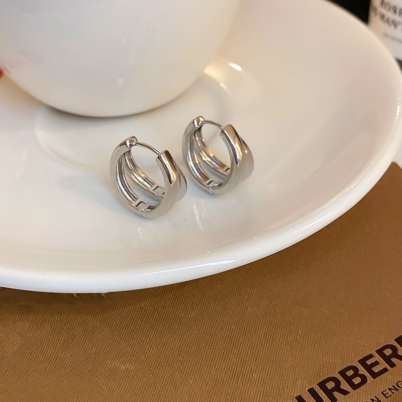 e0c89e17 97d5 4d03 a850 81a40411e2fb Real Gold Plating Double-layer C-shaped Earring Fashion