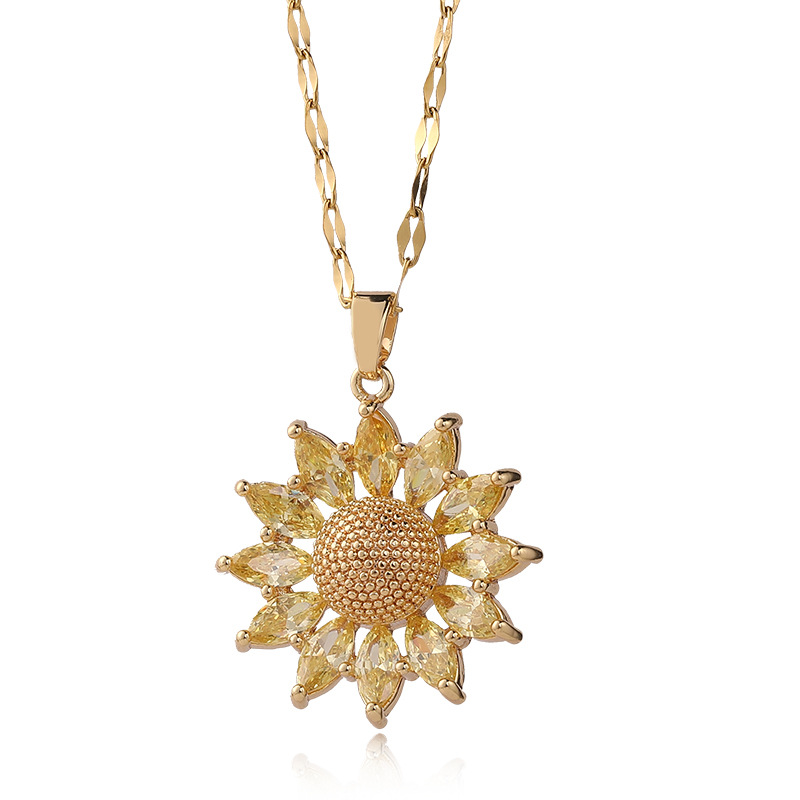 Gold Zircon Sunflower Pendant Women's Necklace Fashion Accessories 1 e127b5b6 094f 465a 8997 ddcf887401ce Gold Zircon Sunflower Pendant Women's Necklace Fashion Accessories