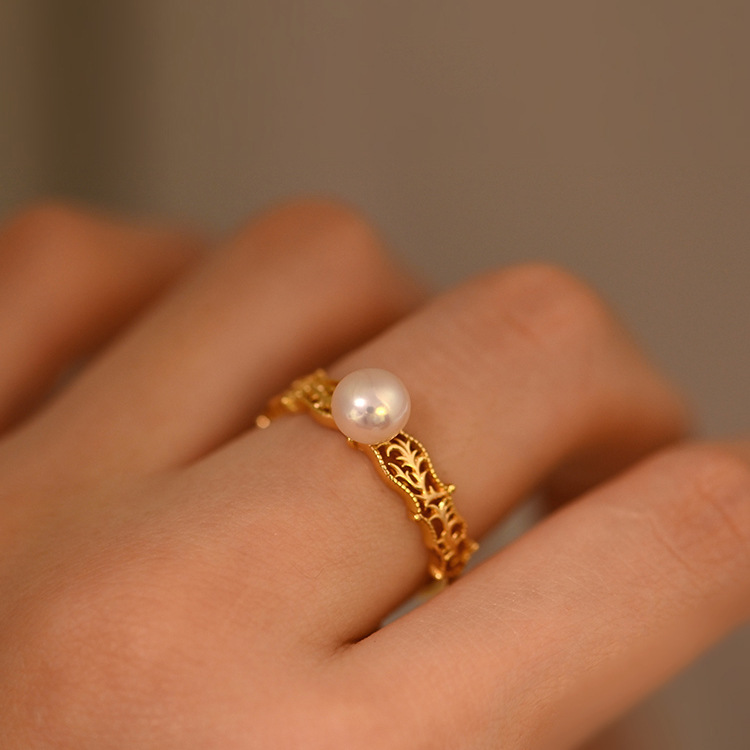 e17d7a93 cc08 4fb0 bc09 050f0fa2e204 S925 Sterling Silver Pearl Gold Plated Ring For Women