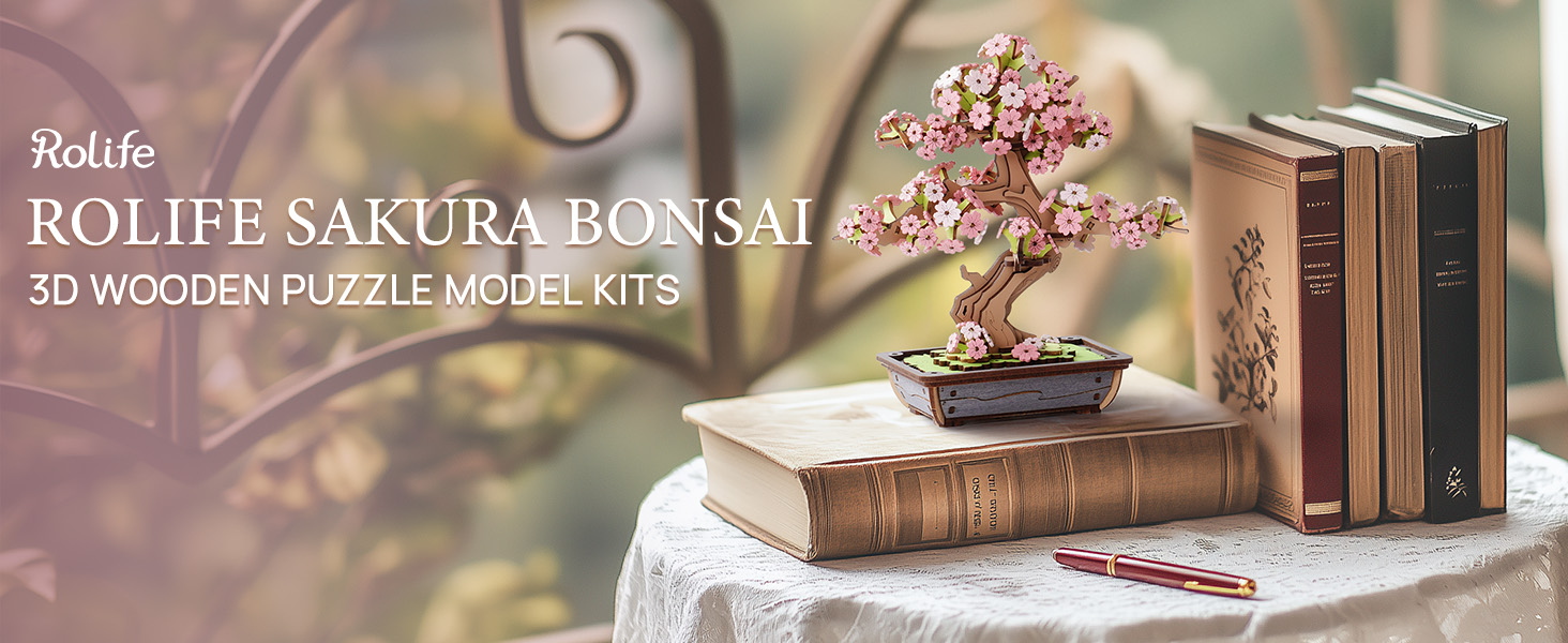 Rolife 3D Wooden Puzzle Evergreen Pine Bonsai Model Kits for Adults to Build Craft Kits For Adults