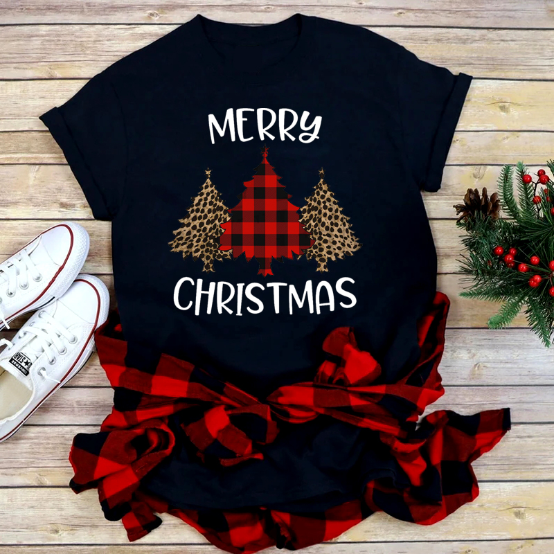 Festive Foreign Trade Christmas Tree T-shirt for Men and Women - celebrate the season in style! image 5