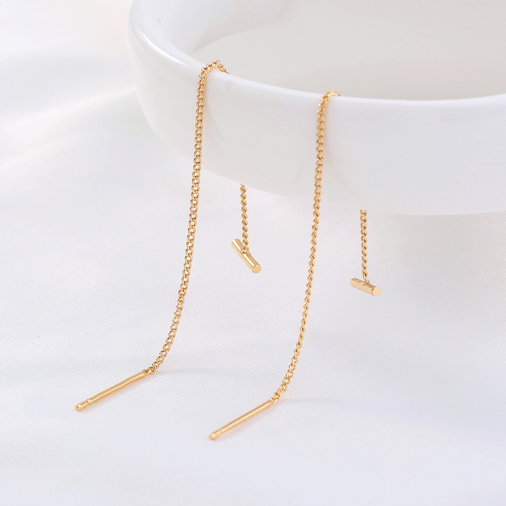 e344762b 851a 4e85 9111 cf4a99c78c29 Gold Copper Tube T-tassel Earrings