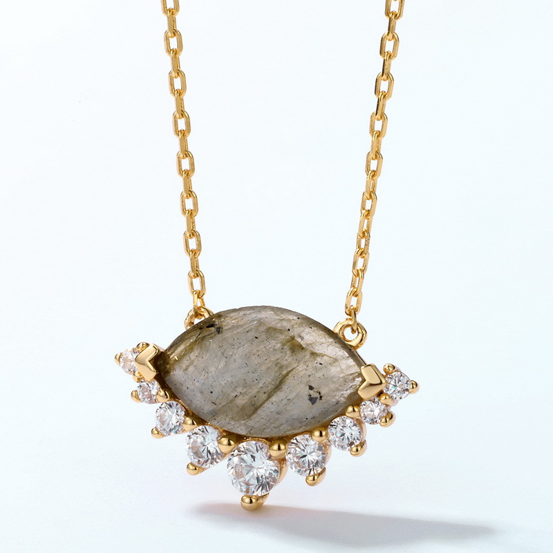 e4263b4c 12c5 47f7 abb5 5d61c1920e1e Women's Gold Natural African Labradorite Geometric Necklace