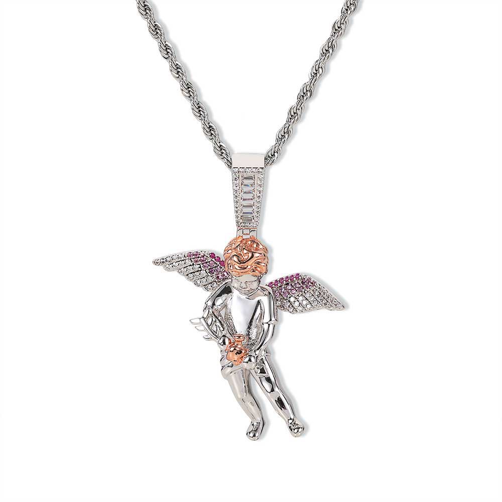 e42eb5c1 010a 4050 a540 1b493d1e7918 Hip Hop Arrow Wearing Wine Bottle Angel Pendant Real Gold Electroplated Copper Necklace