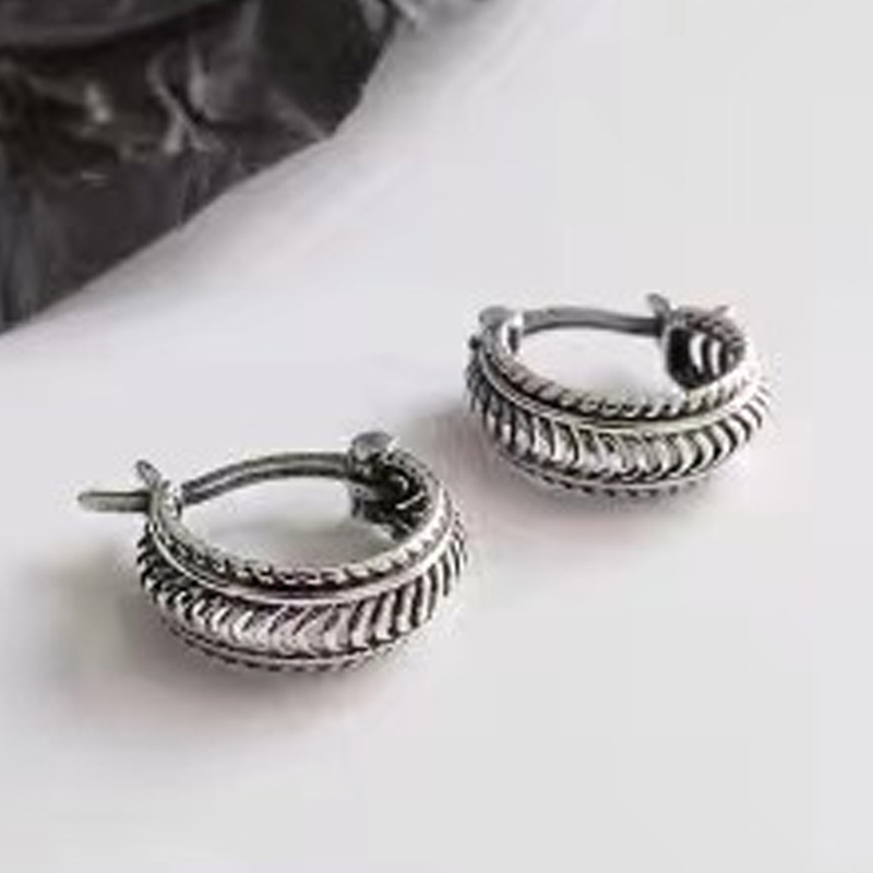 e44e7a33 f1fd 46bd afa6 eab4c04e8317 Thick Version Of French Style S925 Thai Silver Retro Personality Minimalist INS Earrings Women