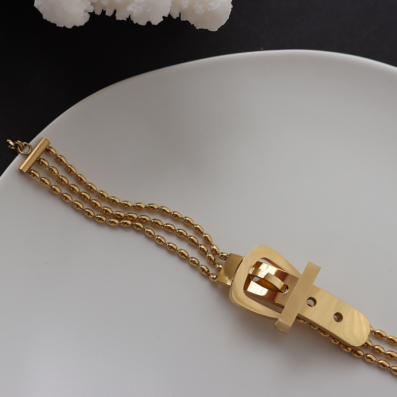 e46cd2ff a8a0 4028 ae86 57f709abfa4c Stainless Steel Belt Shape Strap Charm Gold Bangle Women Jewelry Gift Punk Layered Bangle Bracelets