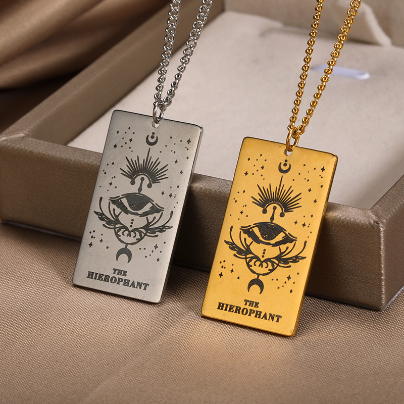 e4b53981 4847 401f b841 1d4cbfac4d21 18k Yellow Gold Stainless Steel Tarot Pattern Necklace