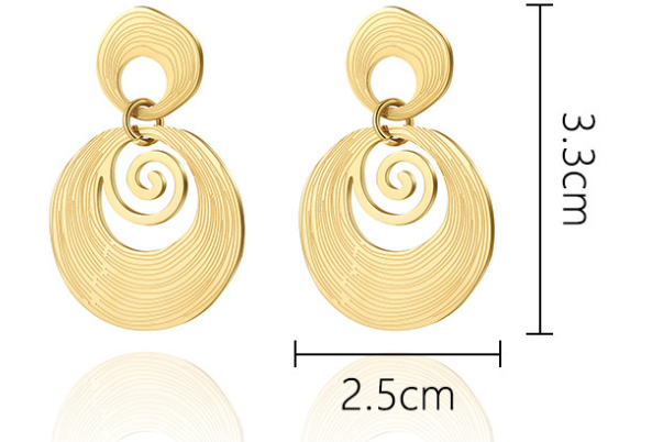 quality,q 100 Ins Internet Celebrity Bread Texture Earrings 18K Gold-plated Stainless