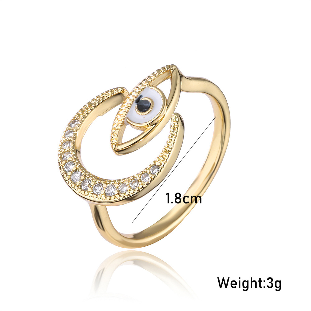 e56c7626 be5e 4126 9003 95a34ab49dc9 Hot New Copper Plated Gold Dripping Eyes Moon Zircon Ring