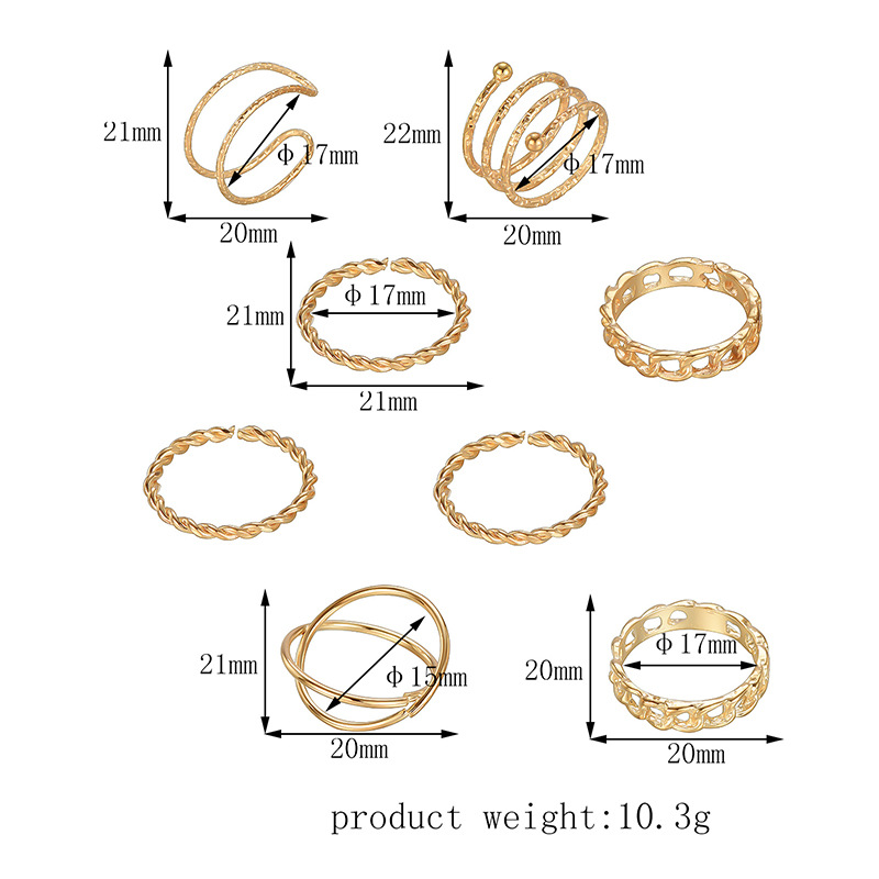 e6aabee2 ed33 46c6 9a77 6694f119b28d New Gold Ring 8-piece Set Joint Ring Ring Personality