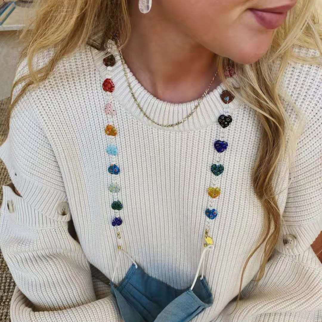 Peach Heart Glass Beads Glasses Chain Hanging Neck Mask Rope 4 e6bda96c 74bd 4c86 809c 688fee597efd Peach Heart Glass Beads Glasses Chain Hanging Neck Mask Rope