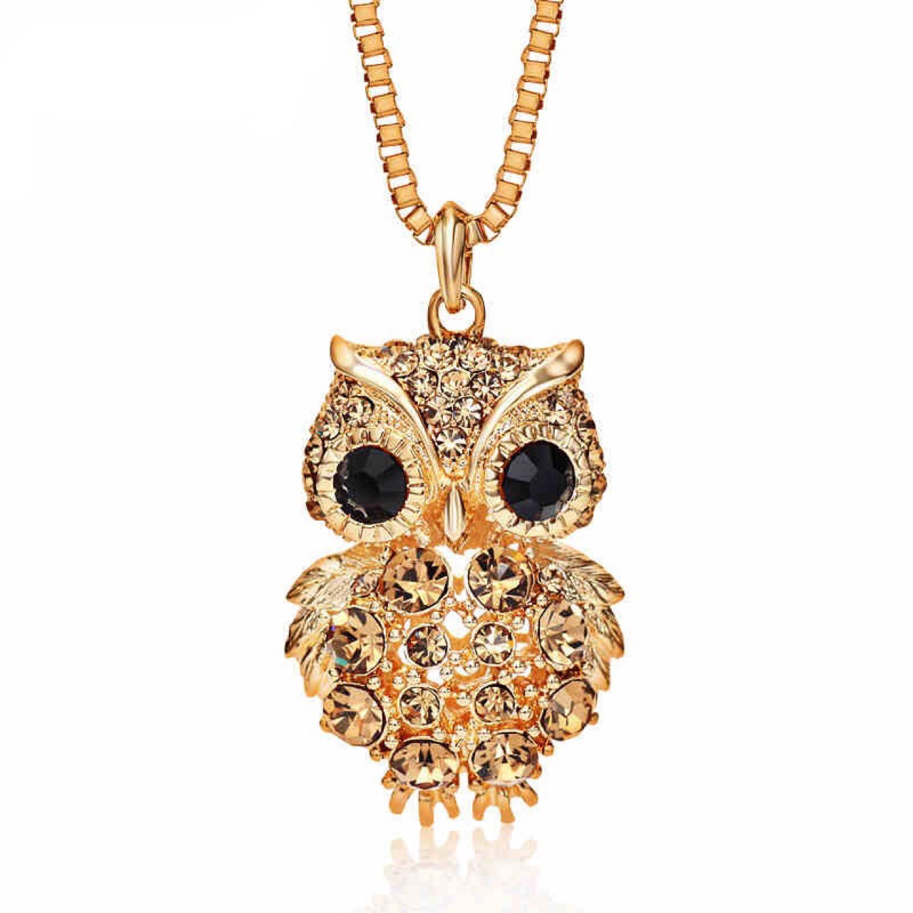 e7f5fdcc d563 4b6a b942 7eb2b9bd9485 Owl full diamond alloy pendant long sweater necklace