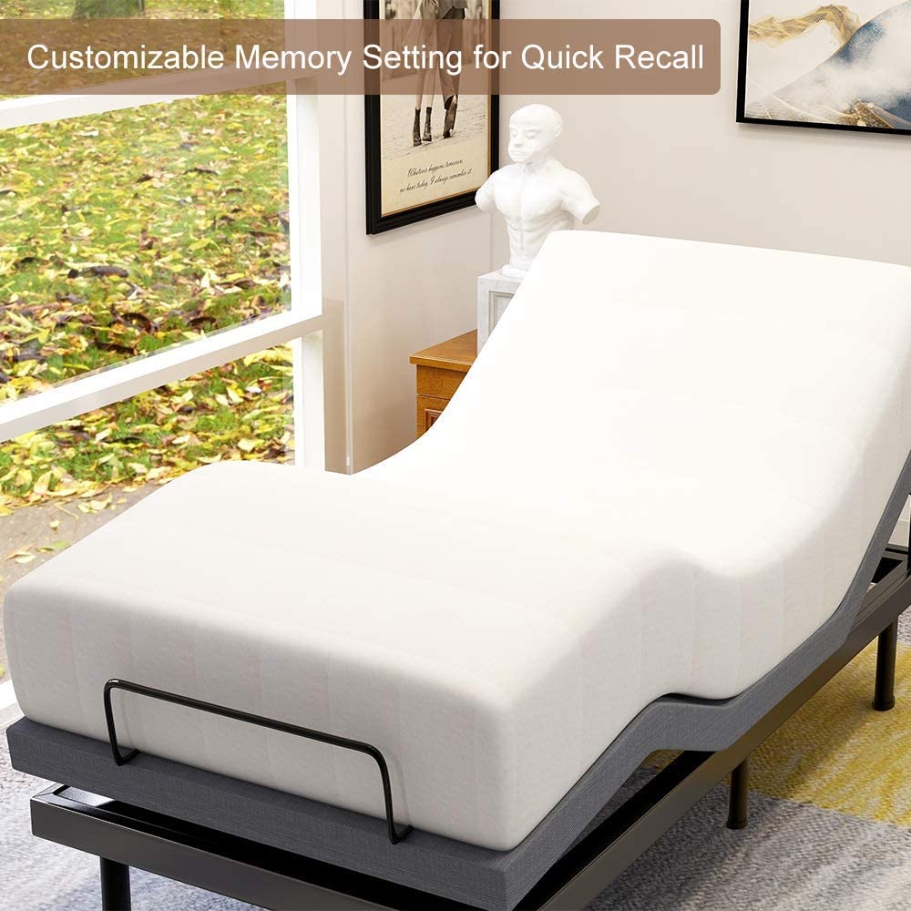 Adjustable Bed Base Frame Smart Electric Beds Foundation (Twin XL, Gray