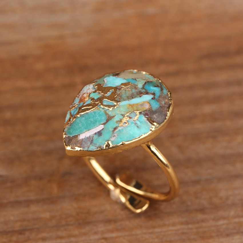Natural Gold Thread Turquoise Drop Ring 5 ebc91ae1 f1b5 4ba2 8c58 571ff18e0897 Natural Gold Thread Turquoise Drop Ring