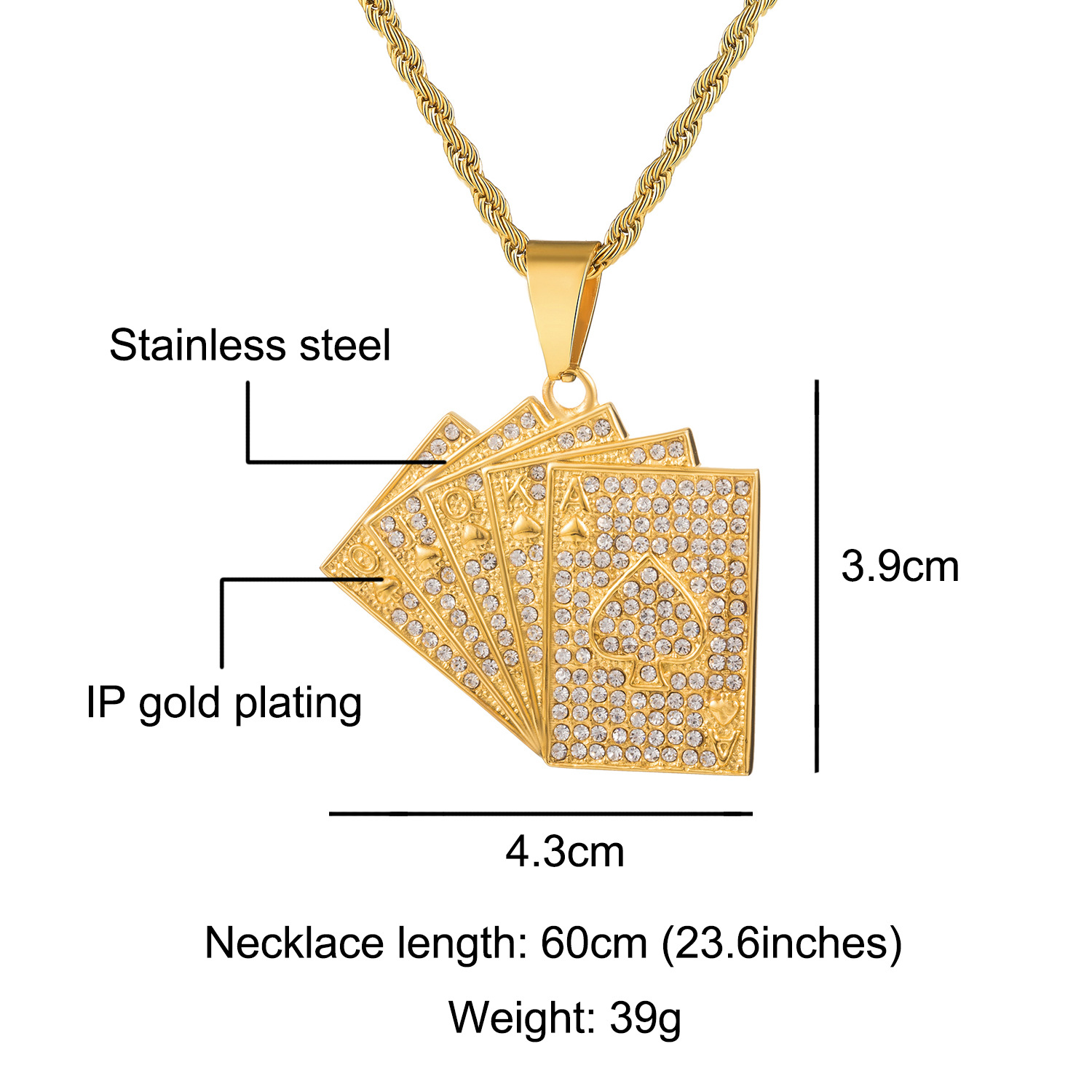 ebf27438 8d92 4b44 97a8 29613eac5708 Explosive Hip-hop Full Zircon Gold Playing Card Pendant