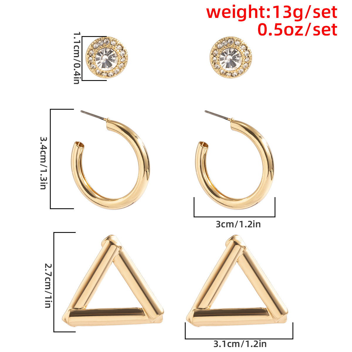 ec07890a b346 4c5e 912c 7b594f42e86e Mix And Match Simple Geometric C-shaped Half Hoop Earrings Set